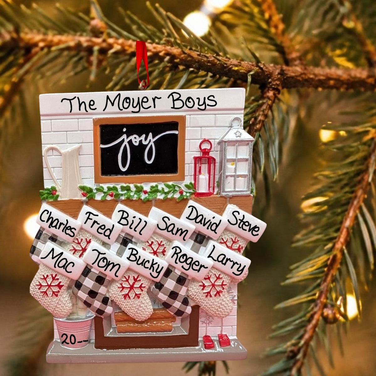 Stockings on Joy Mantel Ornament (11 Names)