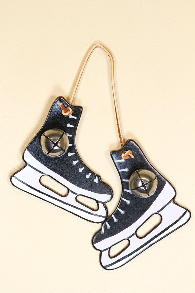 ICE HOCKEY SKATES - Hand-Painted Leather Doorknob Bell