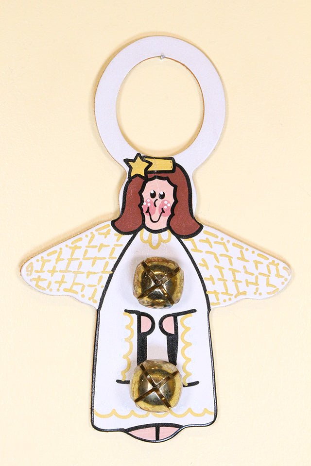 ANGEL - Hand-Painted Leather Doorknob Bell - BROWN HAIR