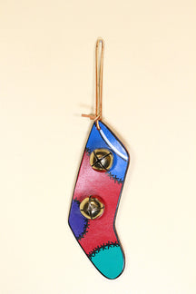 STOCKING - OLD-FASHIONED - Hand-Painted Leather Doorknob Bell - RED