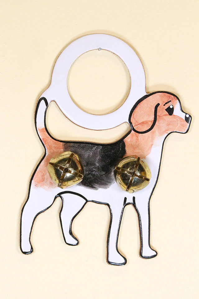 BEAGLE Hand-Painted LEATHER Doorknob Bell