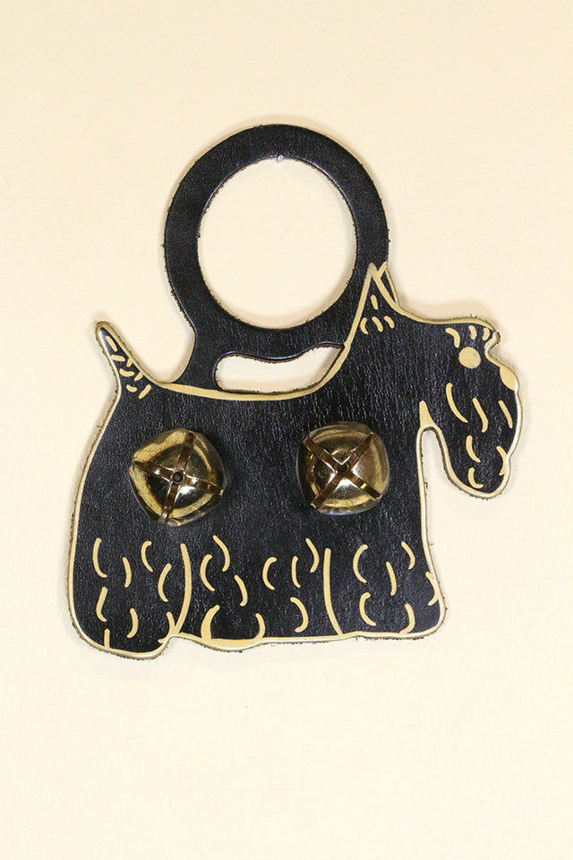 SCOTTISH TERRIER (SIDE-VIEW) Hand-Painted LEATHER Doorknob Bell