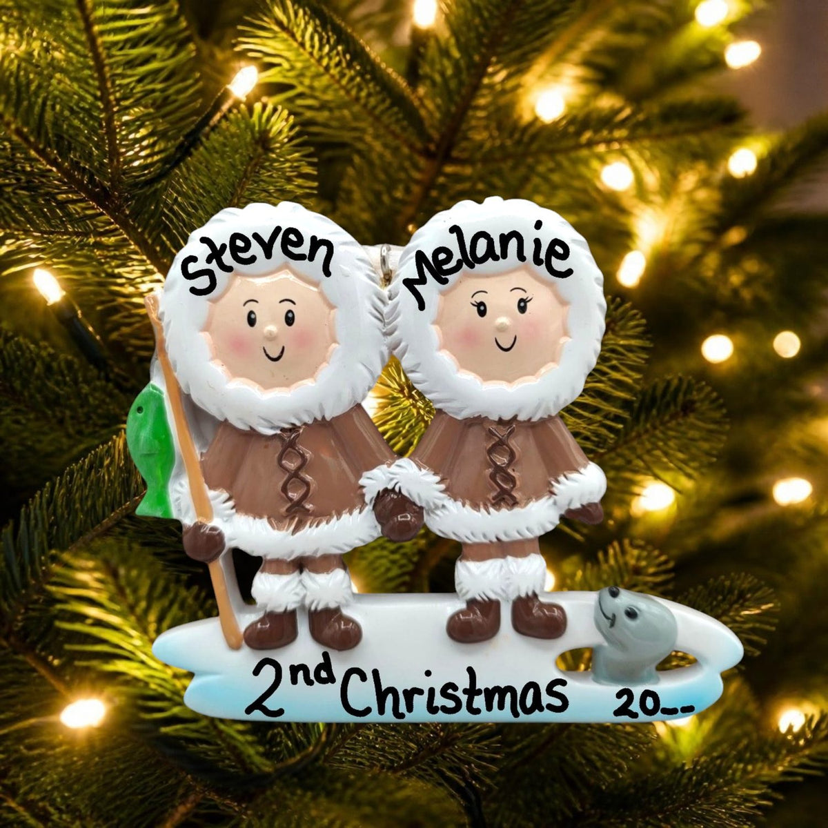 Ice Fishing Family Ornament (2 Names)