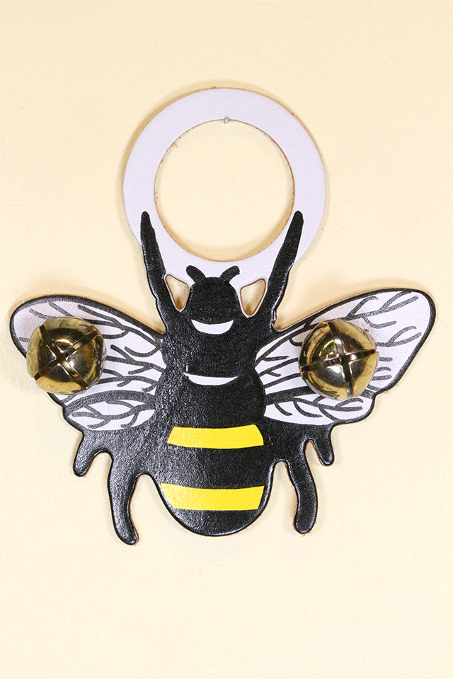 BUMBLEBEE - Hand-Painted LEATHER Doorknob Bell