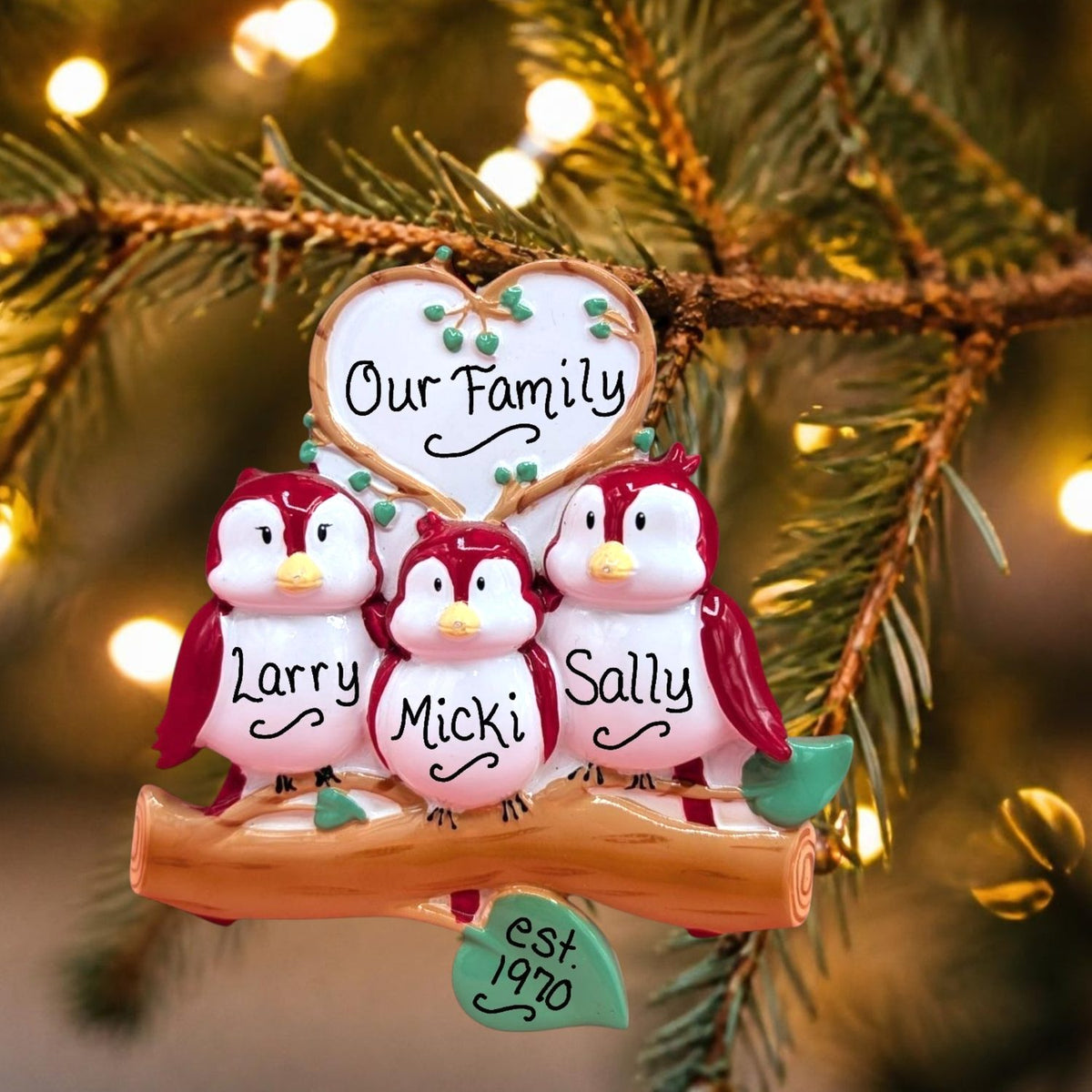 Red Birds Ornament (3 Names)