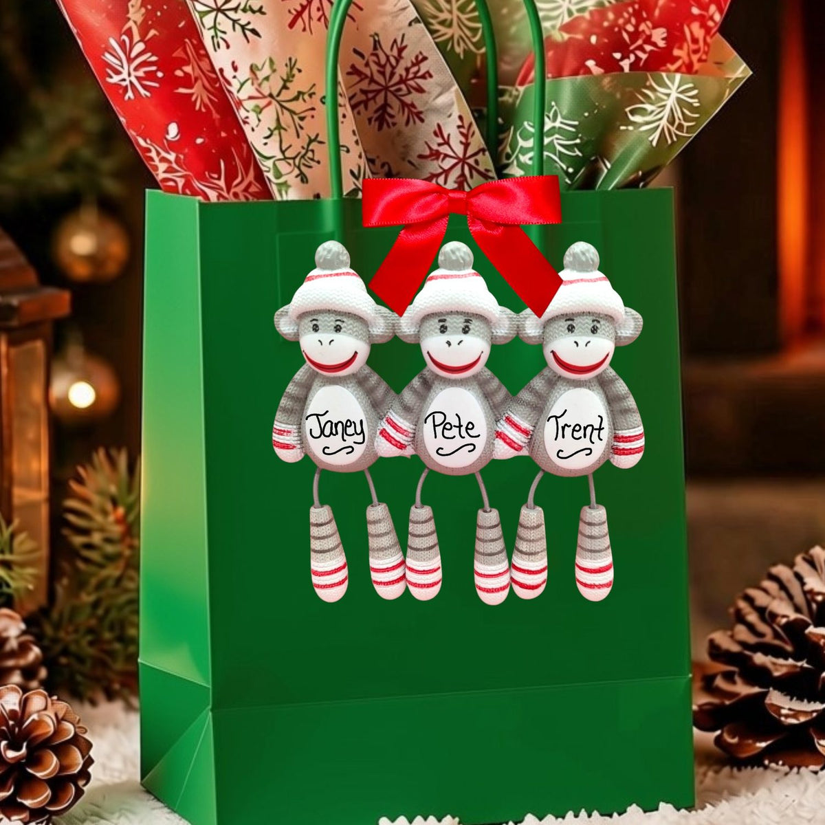 Sock Monkeys Ornament (3 Names)