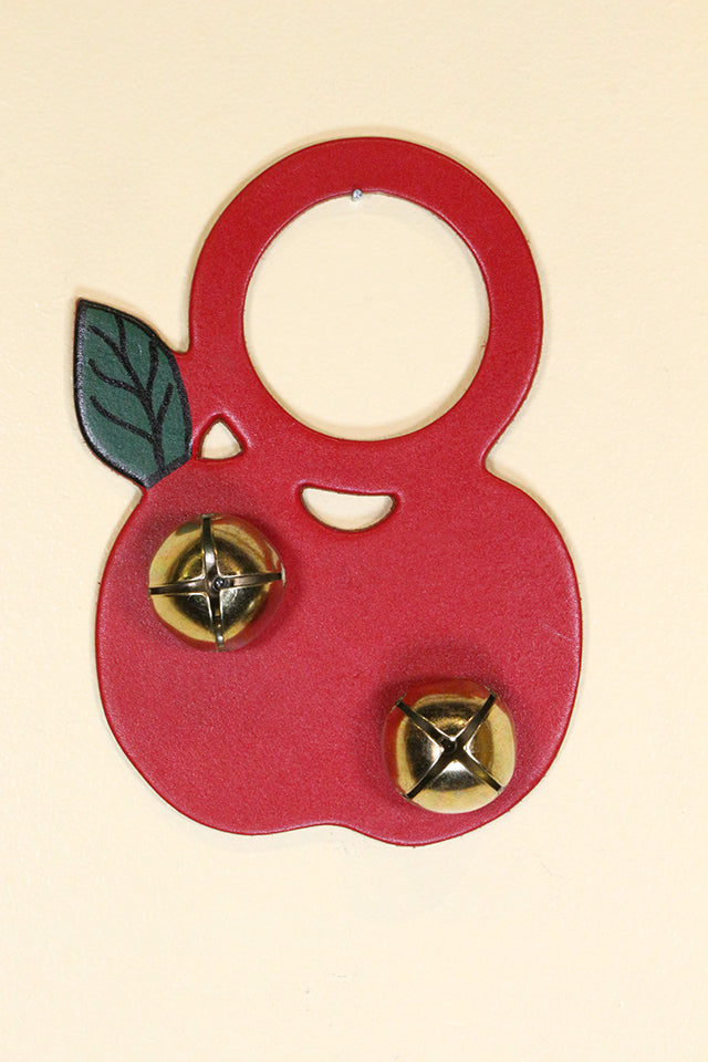 APPLE - Hand-Painted LEATHER Doorknob Bell