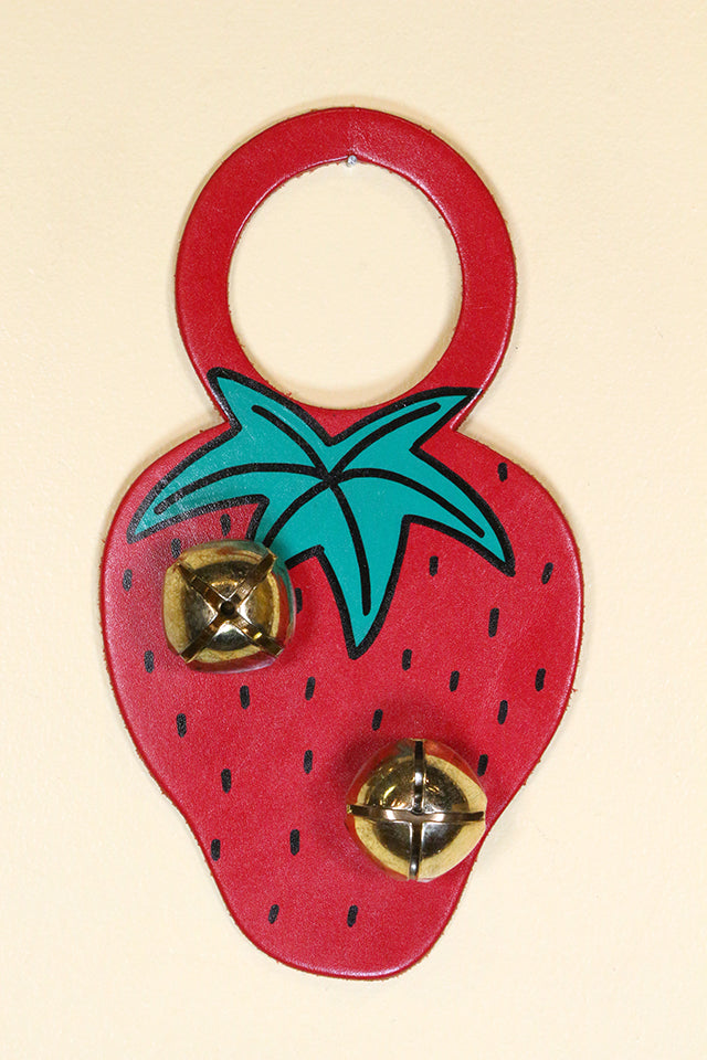 STRAWBERRY - Hand-Painted LEATHER Doorknob Bell