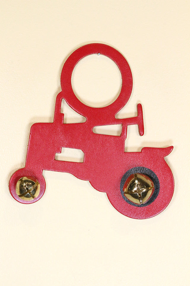 TRACTOR - Hand-Painted LEATHER Doorknob Bell - RED