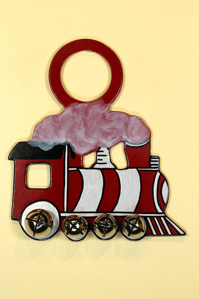 TRAIN - Hand-Painted Leather Doorknob Bell - RED