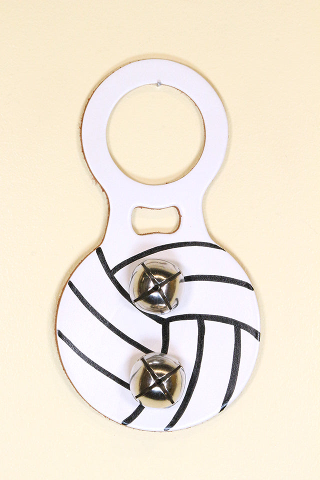 VOLLEYBALL Hand-Painted LEATHER Doorknob Bell