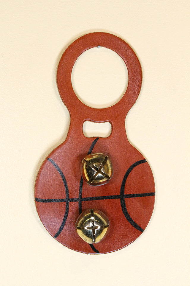 BASKETBALL Hand-Painted LEATHER Doorknob Bell