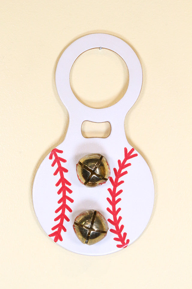 BASEBALL Hand-Painted LEATHER Doorknob Bell