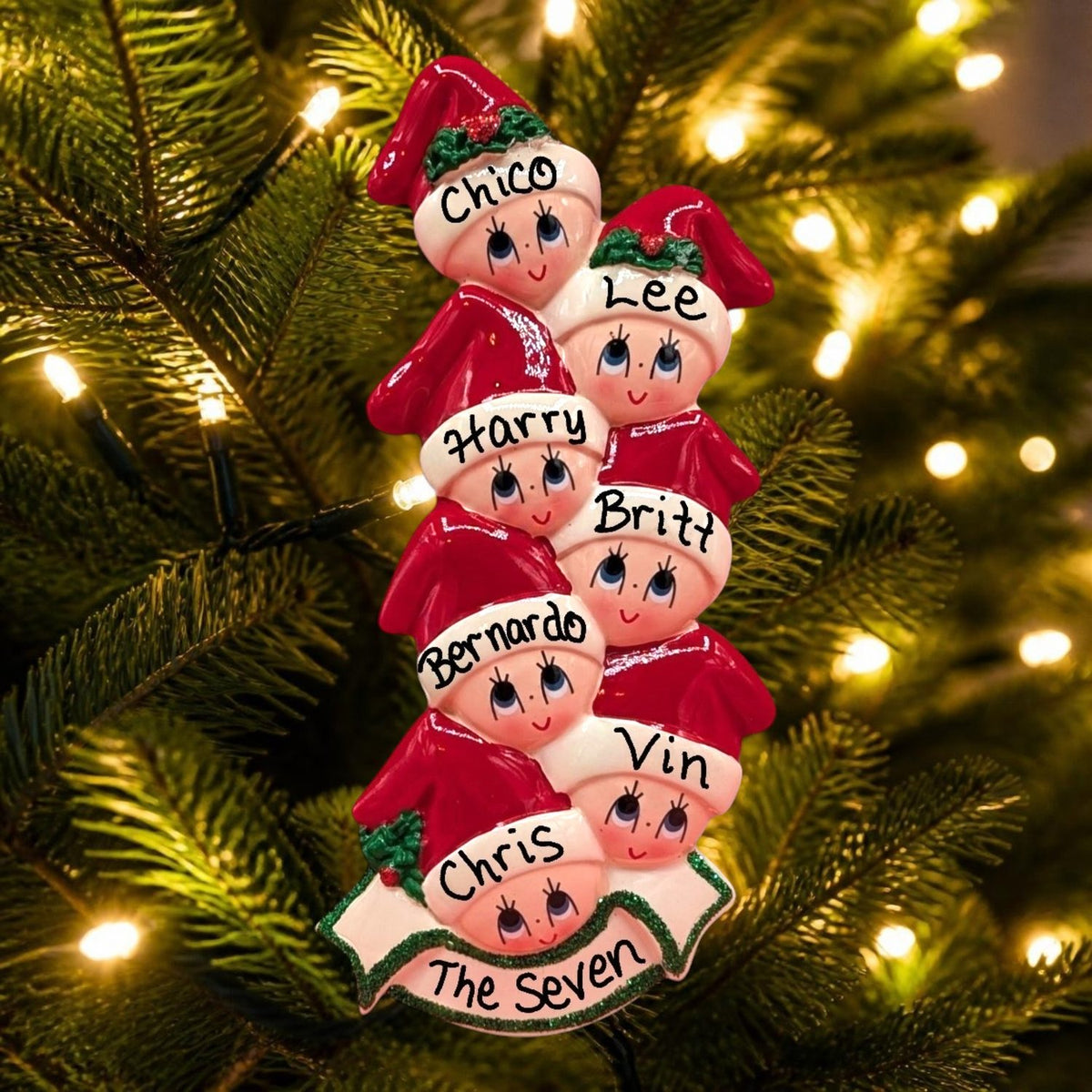 Santa Caps Ornament (7 Names)