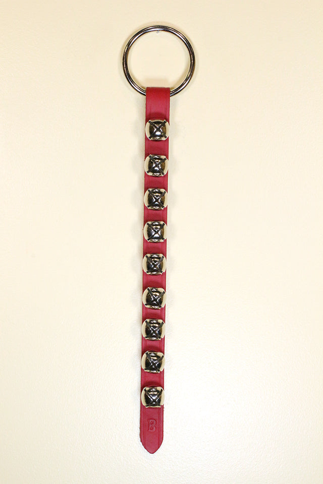 9 Small Nickel-Plated Bells on Narrow 16 inch Strap - Lg Ring Top