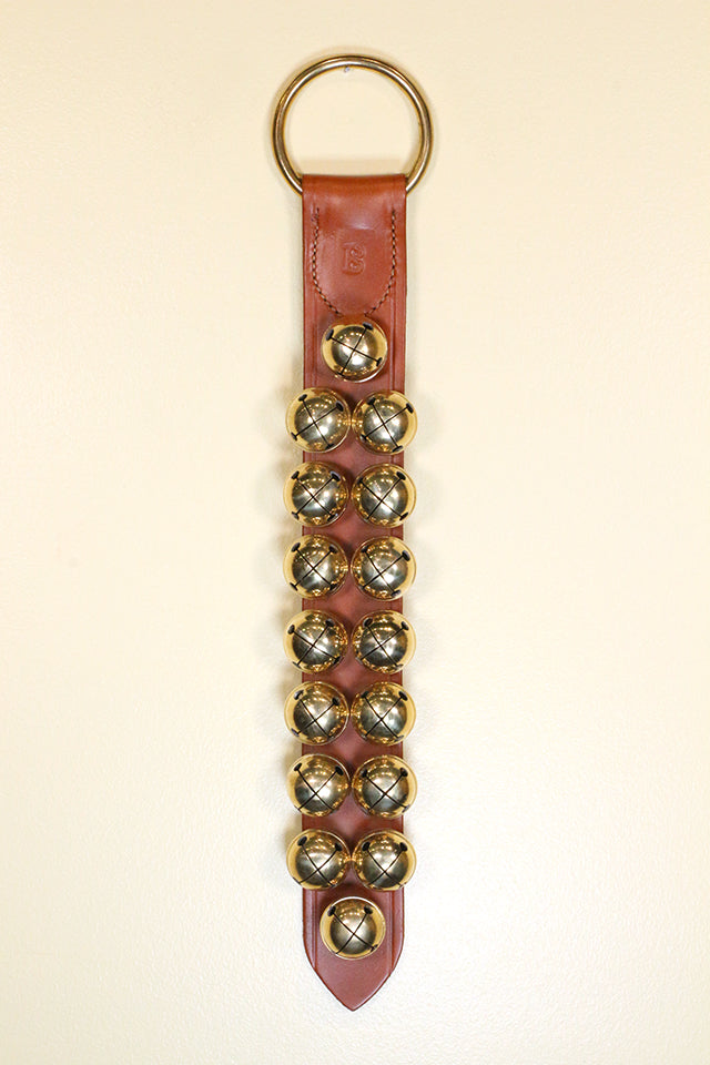 2 Rows of 16 Small Chrome OR Solid Brass Moyer Bells on Doorhanger