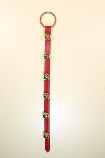 6 Chrome OR Solid Brass Moyer Bells on Narrow, Stitched 24 inch Strap - Lg Ring Top