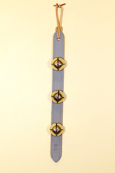 3 Plated Bells on 12 inch Strap-Rawhide Tie Top