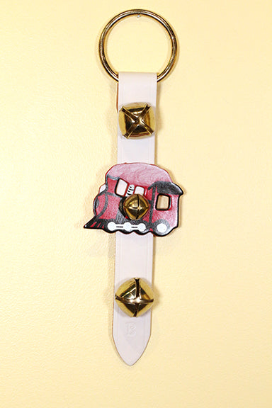 TRAIN - RED - Hand-Painted Leather on Strap with 2 Bells