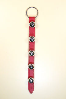 5 Chrome OR Solid Brass Moyer Bells on Wide 20 inch Stitched Strap - Lg Ring Top