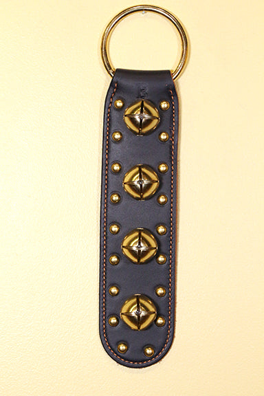 4 Small Plated Bells on Stitched & Studded Doorhanger