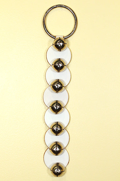 6 Leather Disks Doorhanger - 7 Small Plated Bells