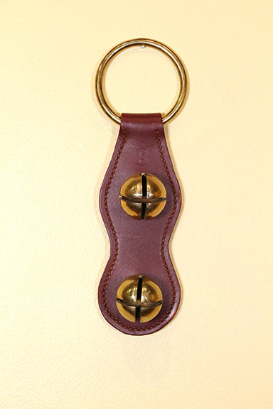 2 Solid Brass Colonial-Style Bells on Scalloped Doorhanger - Brass Ring Top