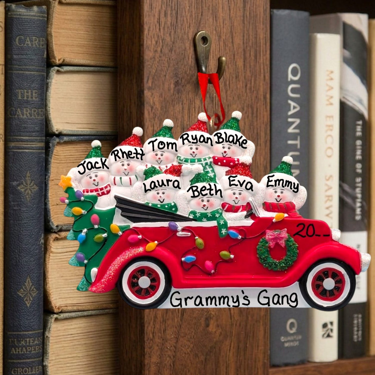 Passengers in Antique Car Ornament (9 Names)