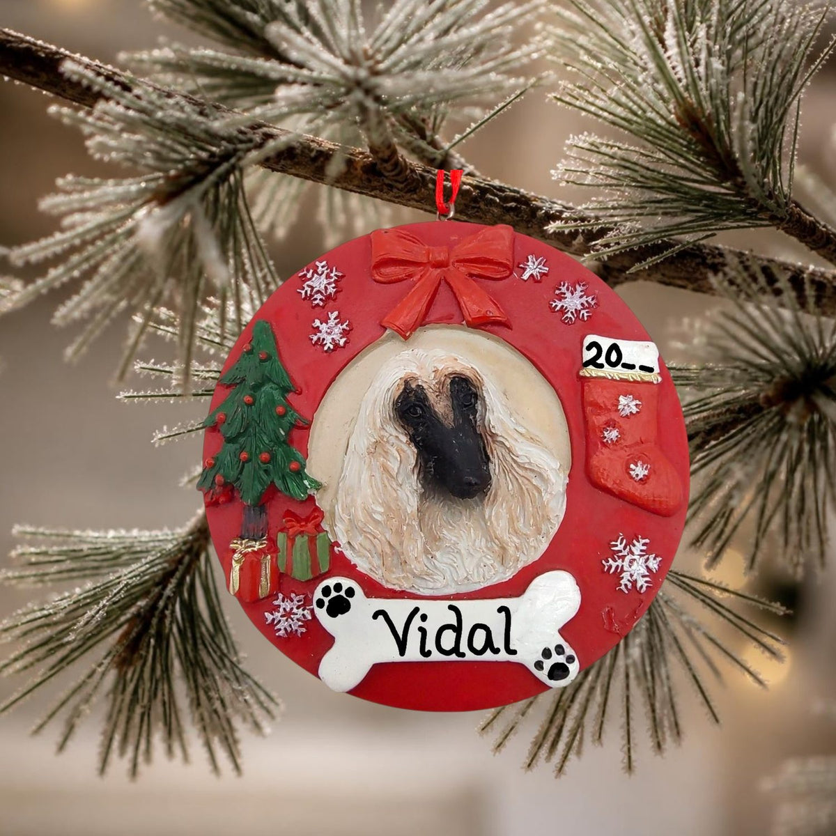 DOGS - AFGHAN HOUND - Red Wreath