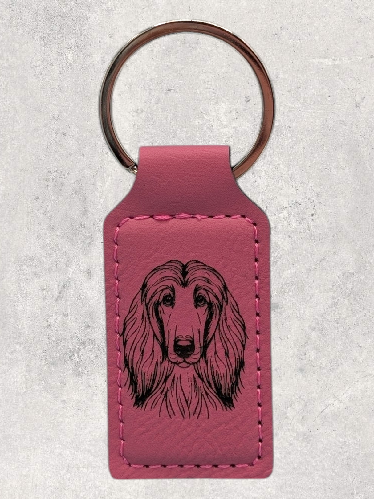 KEYCHAIN - AFGHAN HOUND - Leatherette - Personalizable