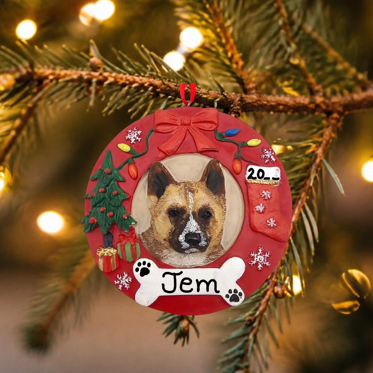 DOGS - AKITA - Red Wreath