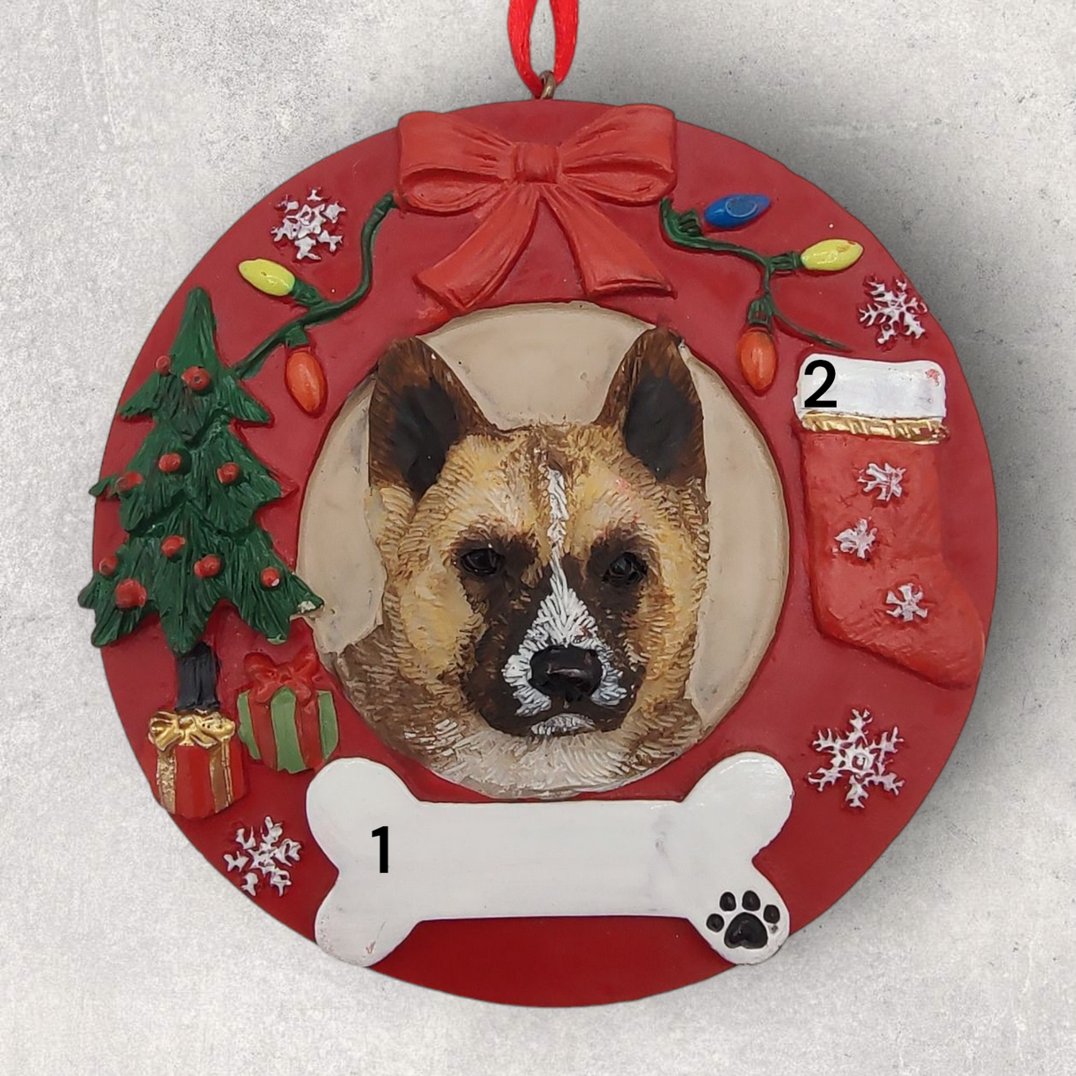 DOGS - AKITA - Red Wreath