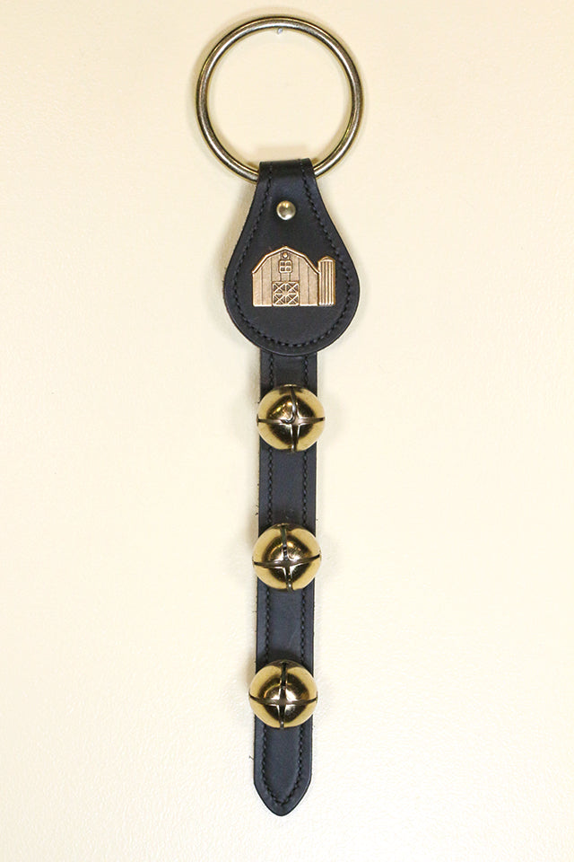 BARN CHARM above 3 Bells on Leather Strap