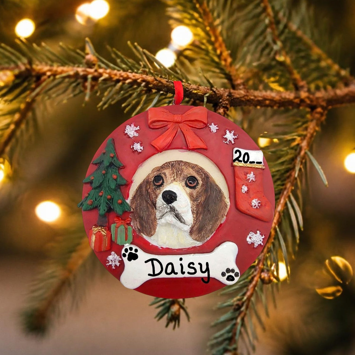 DOGS - BEAGLE - Red Wreath