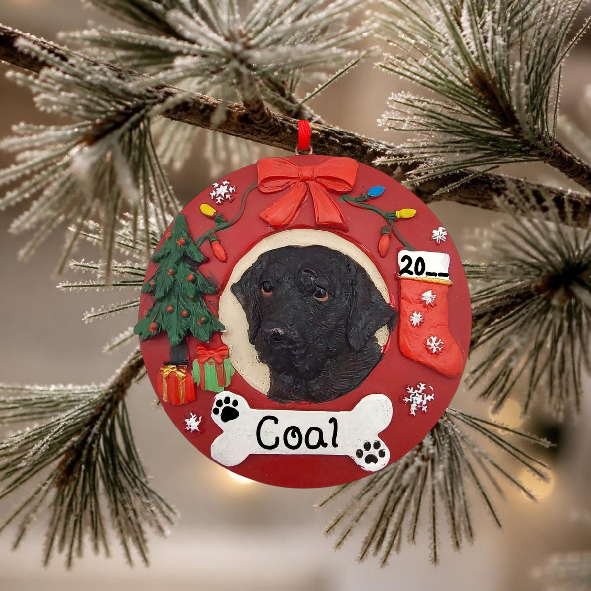 DOGS - BLACK LAB - Red Wreath