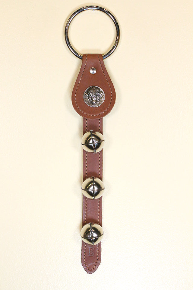 BUFFALO / BISON CHARM above 3 Bells on Leather Strap
