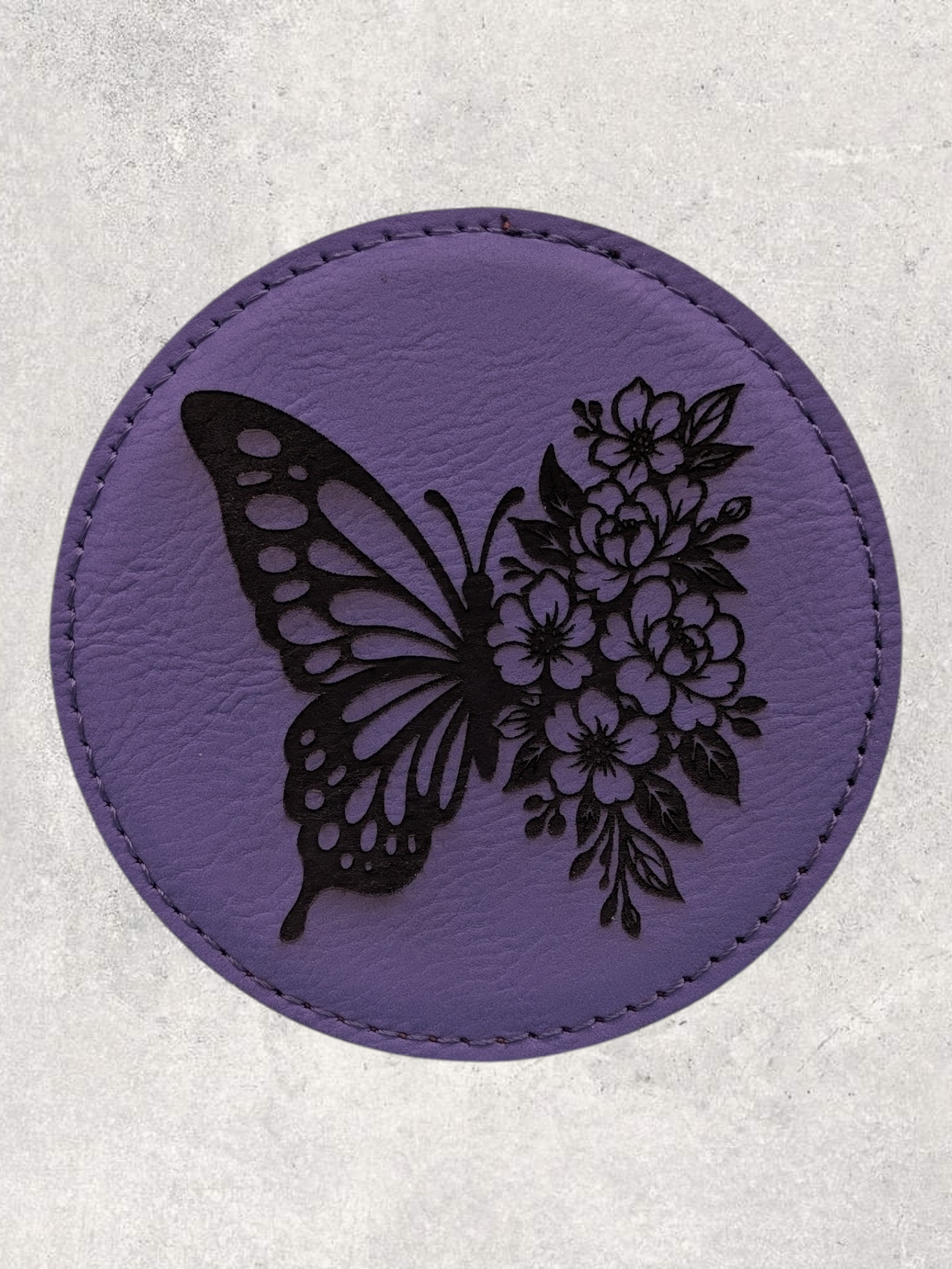 A COASTER SET - BUGS & BLOOMS - PURPLE