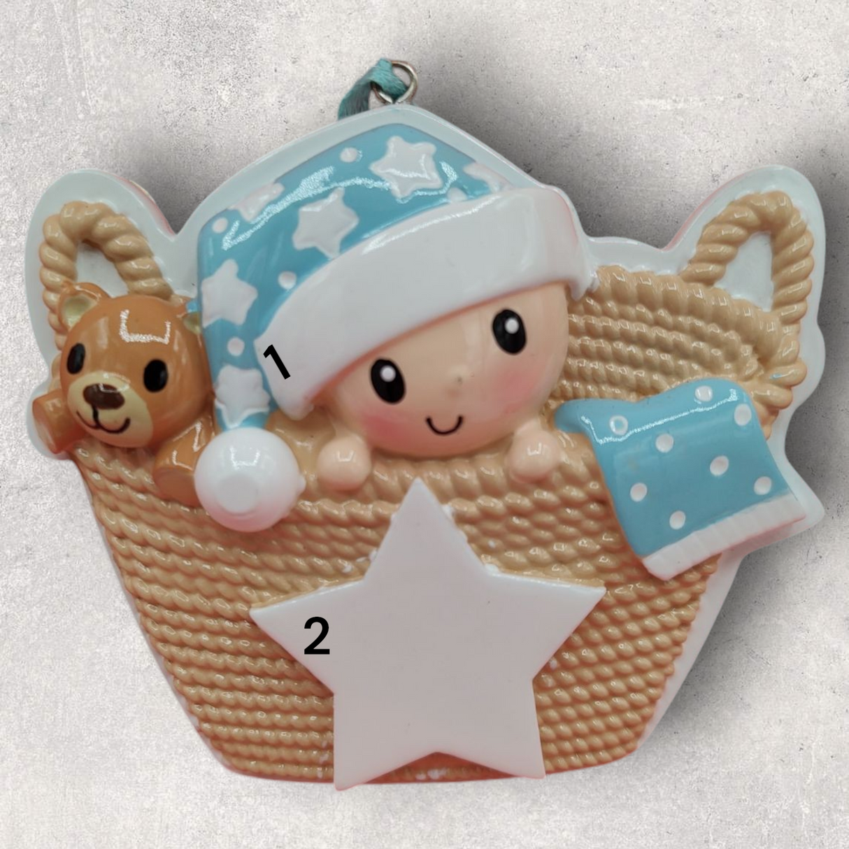 BLUE - BABY in a BASKET Ornament