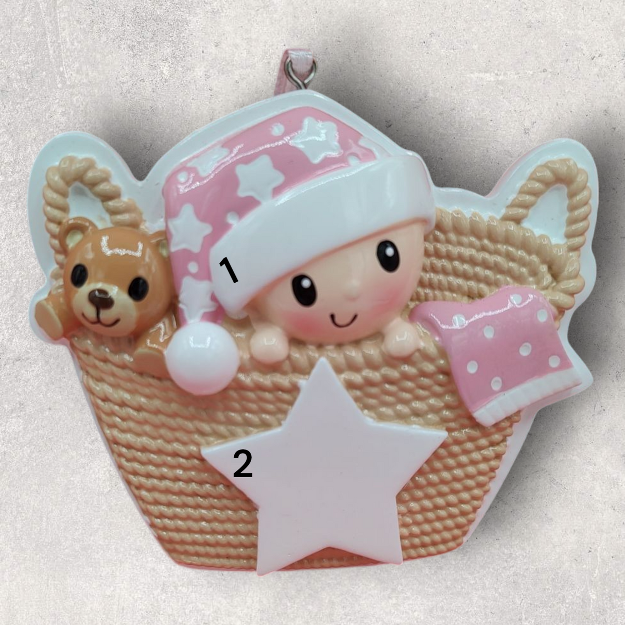PINK - BABY in a BASKET Ornament