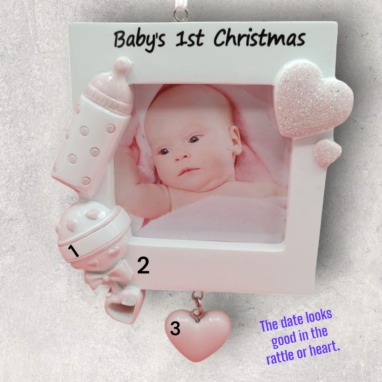 PINK - BABY's 1st CHRISTMAS PICTURE FRAME Ornament