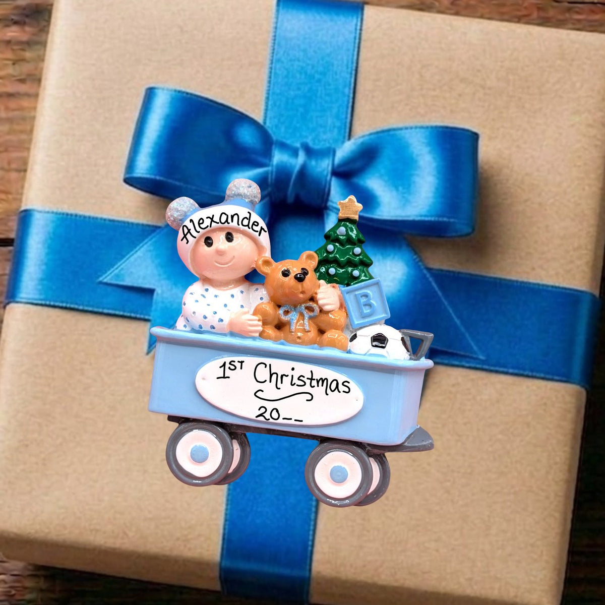 Blue - Baby in a Wagon Ornament
