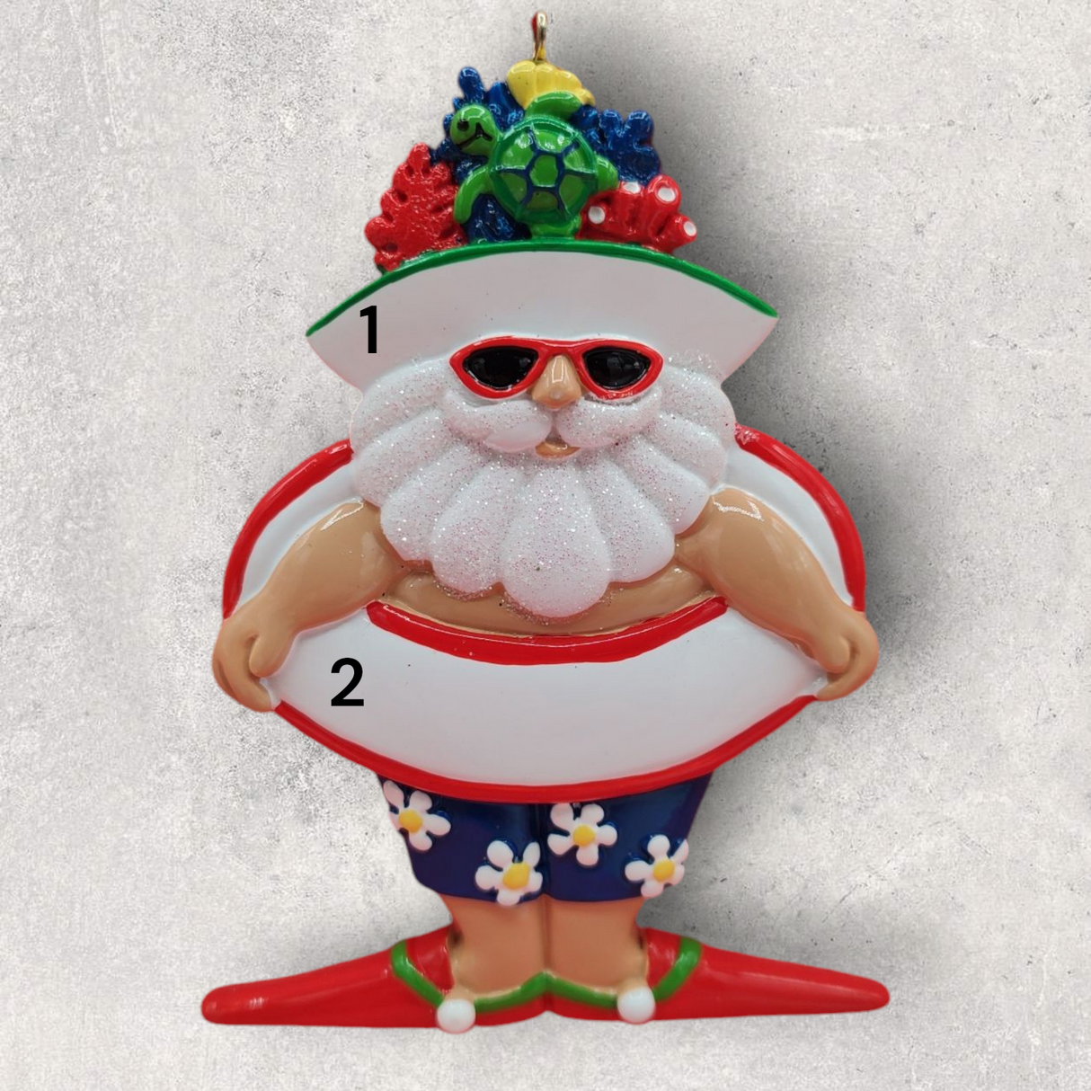 BEACH-GOING SANTA Ornament