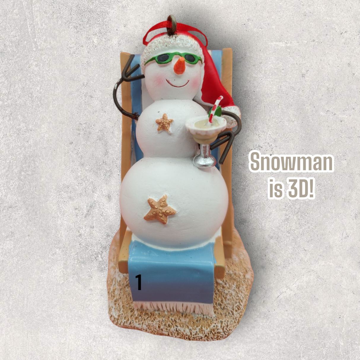 SUNBATHING SNOWMAN Ornament