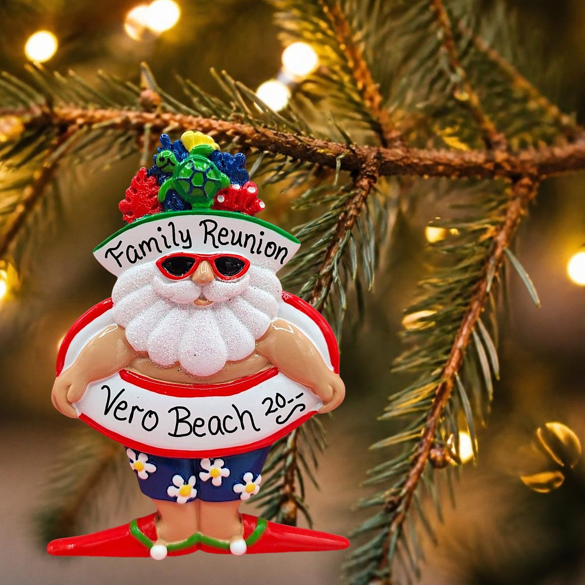 BEACH-GOING SANTA Ornament