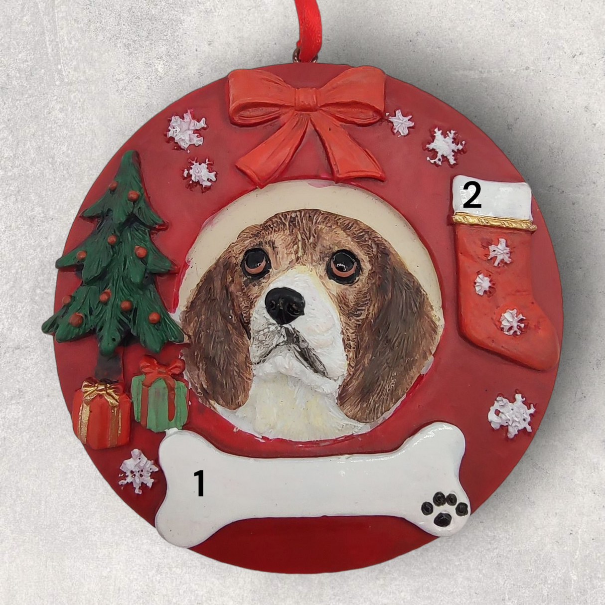 DOGS - BEAGLE - Red Wreath