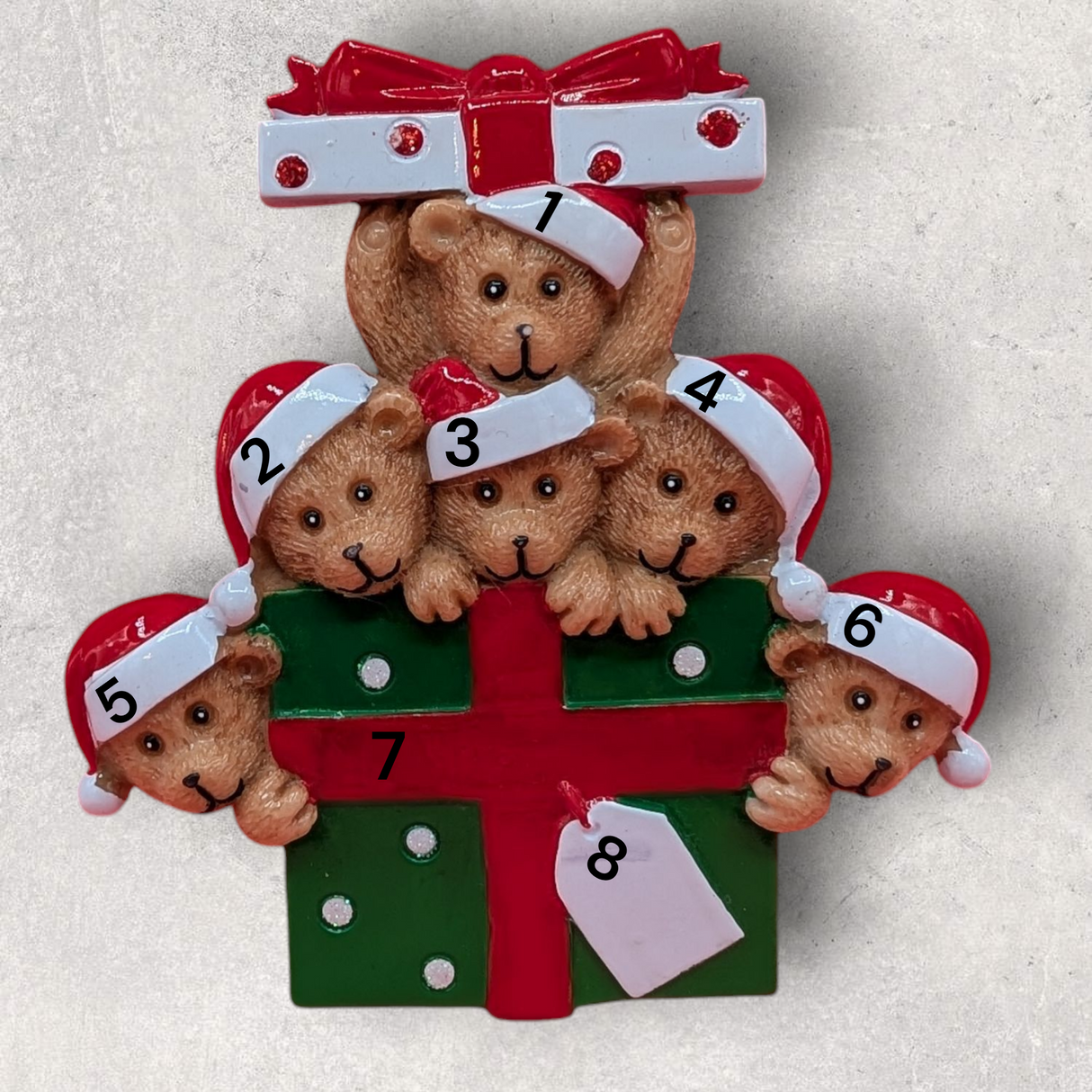 6 BEARS on a PACKAGE Ornament