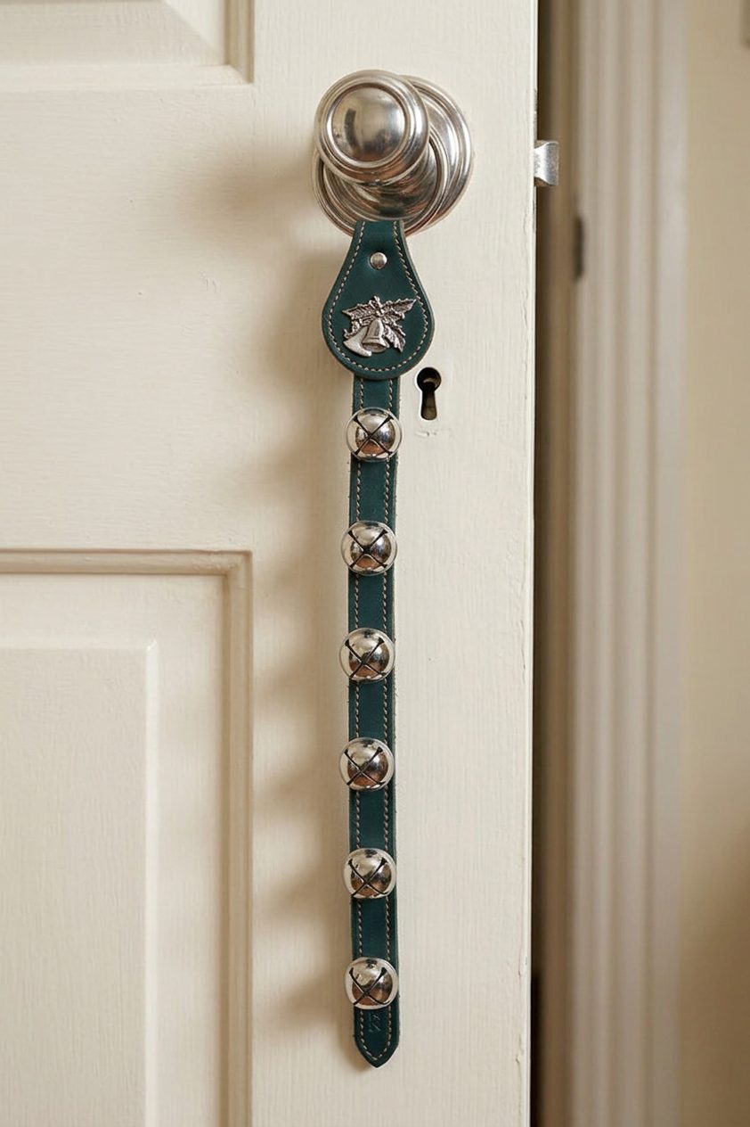 BELLS and HOLLY CHARM above 6 Bells on Leather Strap