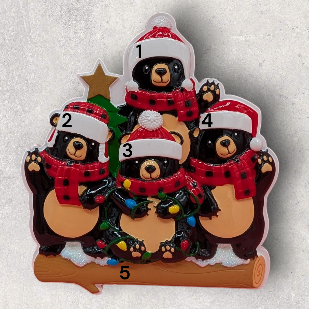 4 BLACK BEARS Ornament