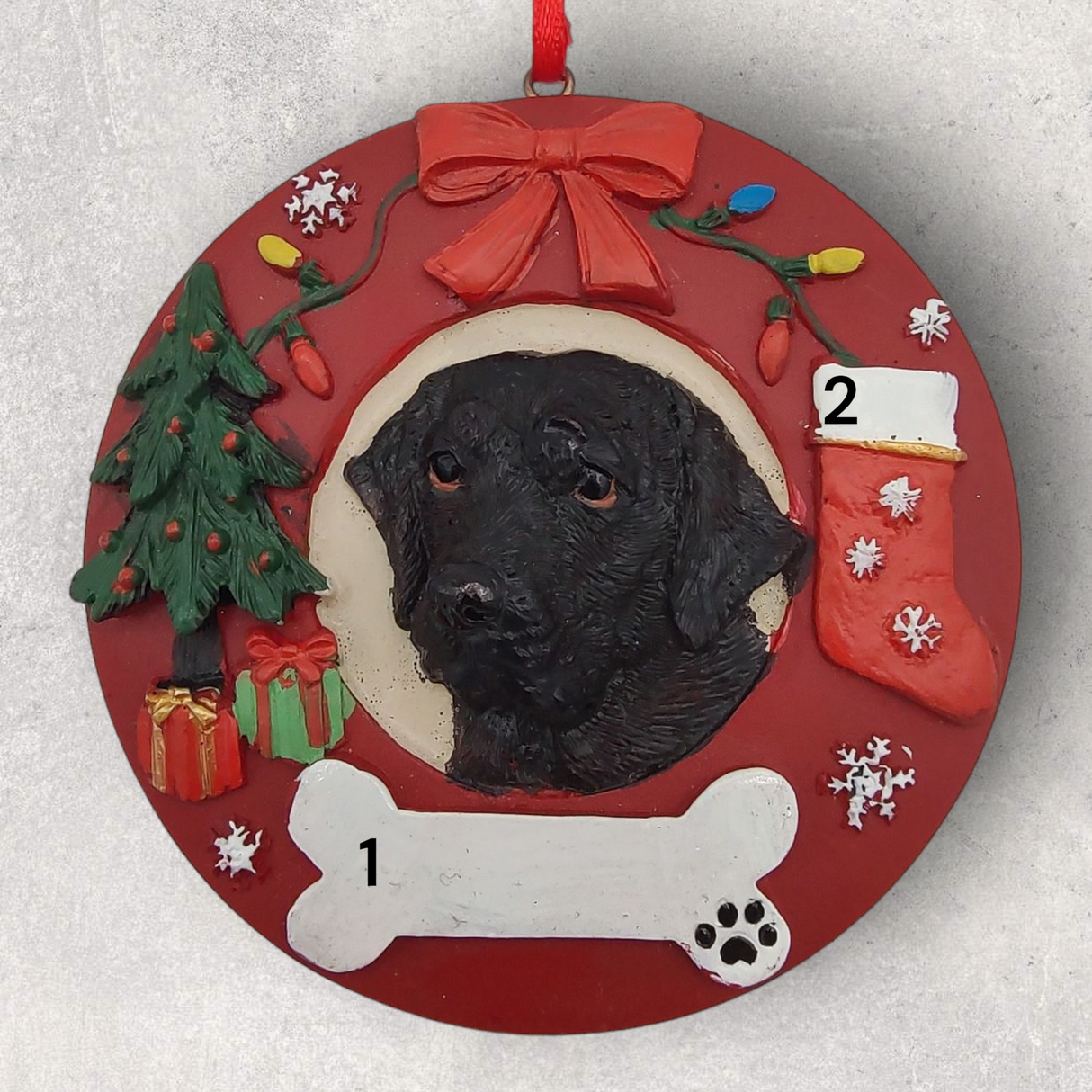 DOGS - BLACK LAB - Red Wreath