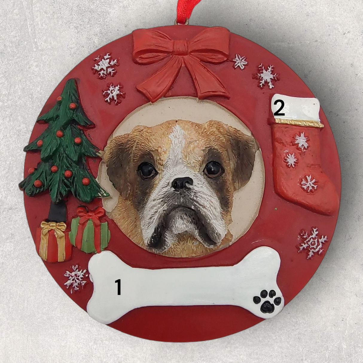 DOGS - BOXER (UNCROPPED) - Red Wreath